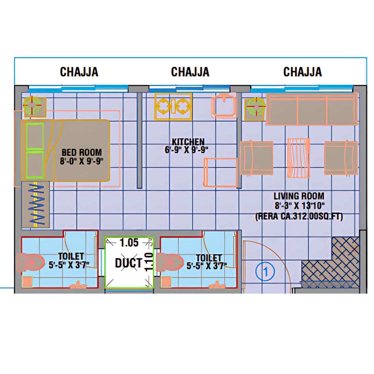 Sheetal-Uptown-Floor-plan-1-BHK-312-sqft